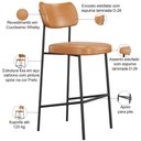 Ver imagem 4 de Banqueta Alta Bar Cozinha Sala de Jantar Preto Elira L02 Couríssimo Whisky - Lyam Decor