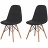 Conjunto Kit 2 Cadeiras Estofadas Charles Eames Botonê Preto com Base Madeira - 1