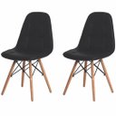 Ver imagem 1 de Conjunto Kit 2 Cadeiras Estofadas Charles Eames Botonê Preto com Base Madeira