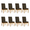 Ver imagem 1 de Kit 8 Cadeiras de Jantar Solana Suede Marrom Base de Madeira - Pallazio