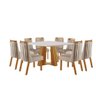 Sala de Jantar Madri Quadrada Off White 1,35 X 1,35 M com 8 Cadeiras Lottus Bege Lj Móveis - 1