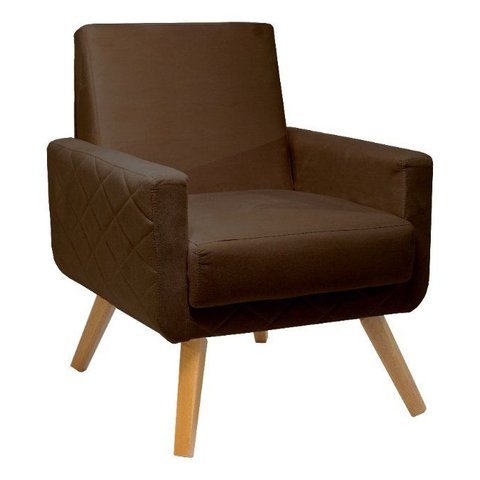 Poltrona Decorativa - Pietra - Revestimento Veludo Ladecor Estofados Marrom