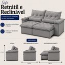 Ver imagem 3 de Sofá Ventura Retrátil e Reclinável 220cm - Prata