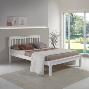 Cama Casal Inglesa em Madeira Maciça Mv Outlet Branco
