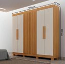 Ver imagem 2 de Guarda Roupa Delta 6 Pts Ripado Cinamomo/off - Leifer