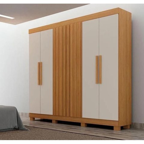 Guarda Roupa Delta 6 Pts Ripado Cinamomo/off - Leifer