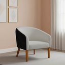 Ver imagem 1 de Poltrona Decorativa Stella Pé Madeira Trapézio Sintético Pu Preto Bouclê D03 - D’Rossi