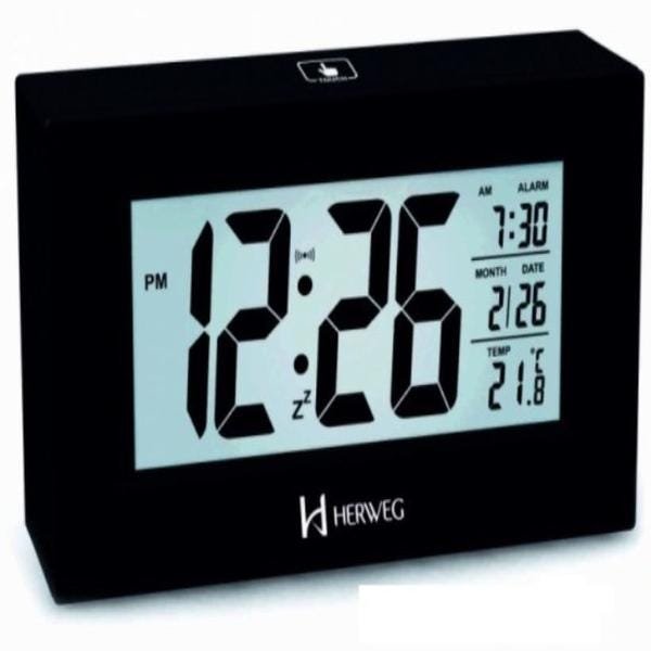Relógio 2972 Despertador Digital Preto Luz Led Sensor Herweg - 1