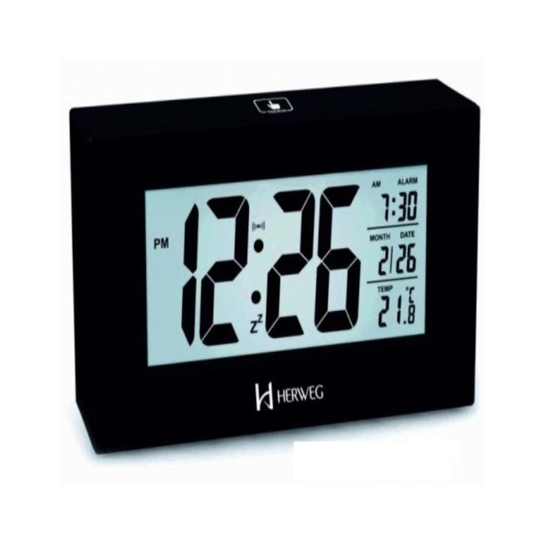 Relógio 2972 Despertador Digital Preto Luz Led Sensor Herweg