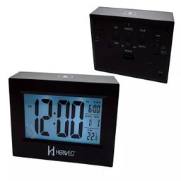 Relógio 2972 Despertador Digital Preto Luz Led Sensor Herweg - 3