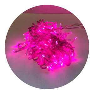 Cordão com 100 Lampadas de Led Formato Pequena Gota 10 Metros Fio Crystal Cor:rosa