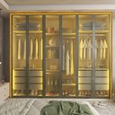 Ver imagem 4 de Guarda Roupa Lumina 6 Portas Reflecta LED Naturale Bronze - Gelius