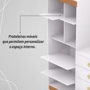 Ver mais imagens de Cômoda Roupeiro com Espelho 2 Portas 4 Gavetas Cristal - Branco/camarim