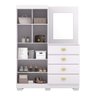 Cômoda Roupeiro com Espelho 2 Portas 4 Gavetas Cristal - Branco/camarim - 3
