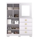 Ver imagem 3 de Cômoda Roupeiro com Espelho 2 Portas 4 Gavetas Cristal - Branco/camarim