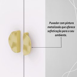 Cômoda Roupeiro com Espelho 2 Portas 4 Gavetas Cristal - Branco/camarim - 9