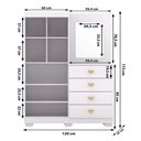 Ver imagem 2 de Cômoda Roupeiro com Espelho 2 Portas 4 Gavetas Cristal - Branco/camarim