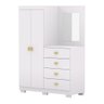 Cômoda Roupeiro com Espelho 2 Portas 4 Gavetas Cristal - Branco/camarim - 10