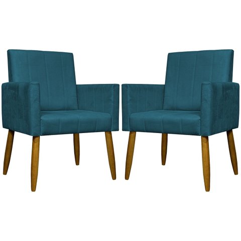 Kit 2 Poltronas Decorativas para Sala Mari Suede Pé Palito