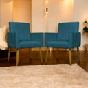 Ver imagem 2 de Kit 2 Poltronas Decorativas para Sala Mari Suede Pé Palito