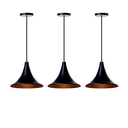 Ver imagem 1 de kit 3 Lustre Pendente Interno Balcão Chapéu Chines 23cm: Preto com Cobre