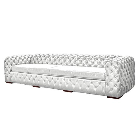 Sofá Decorativo Sala de Estar Duquesa 4 Lugares 280cm Couro Branco - Mozzelar