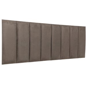 Cabeceira Queen Veludo Cinza Placa Modulada Estofada Ripada Adesiva