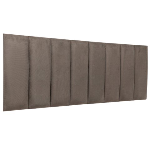 Cabeceira Queen Veludo Cinza Placa Modulada Estofada Ripada Adesiva