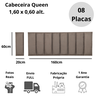 Cabeceira Queen Veludo Cinza Placa Modulada Estofada Ripada Adesiva - 5