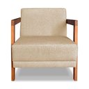 Ver mais imagens de Kit 02 Poltronas Decorativa Natália Linho Dourado Base em Madeira Castanho - Pallazio