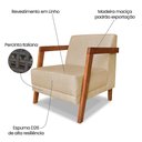Ver imagem 2 de Kit 02 Poltronas Decorativa Natália Linho Dourado Base em Madeira Castanho - Pallazio