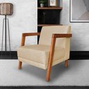 Ver imagem 7 de Kit 02 Poltronas Decorativa Natália Linho Dourado Base em Madeira Castanho - Pallazio
