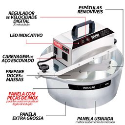 Panela de Indução Mexedora Doceira 10 Litros Frequência 50-60hz Pa10pi Saro Bivolt - 4