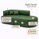 Ver imagem 7 de Sofá Orgânico Divã Estofado Sala Recepção Seed 180 Cm Zahav:courino Sintético Verde/ Courino Braça L
