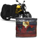 Ver imagem 1 de Capa de Couro Cobrir Moto Protetora Forrada Impermeável Anti Uv Tamanho M Carrhel Preta