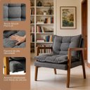 Ver imagem 2 de Poltrona Confortável Sala de Estar Design Elegante Estrutura Madeira Estofado Bouclê Sofisticado