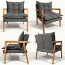 Ver imagem 3 de Poltrona Confortável Sala de Estar Design Elegante Estrutura Madeira Estofado Bouclê Sofisticado