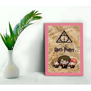Quadro Decorativo Harry Potter Cartoon + Vidro 33x25 Sala:rosa