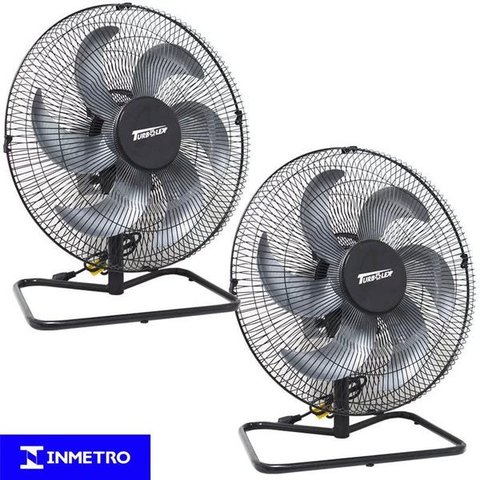 Kit 2 Ventiladores Mesa Chão 50cm Bivolt 110V 220V 200W Turbo Turbão 6 Pás Vitalex Om50Fp Preto
