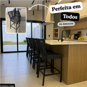 Ver imagem 3 de Kit 3 Banquetas Altas de Alumínio para Ilha Gourmet e Cozinha Moderna Estofada