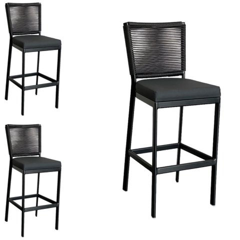 Kit 3 Banqueta Balcão Cozinha Churrasqueira Moderna Alumínio