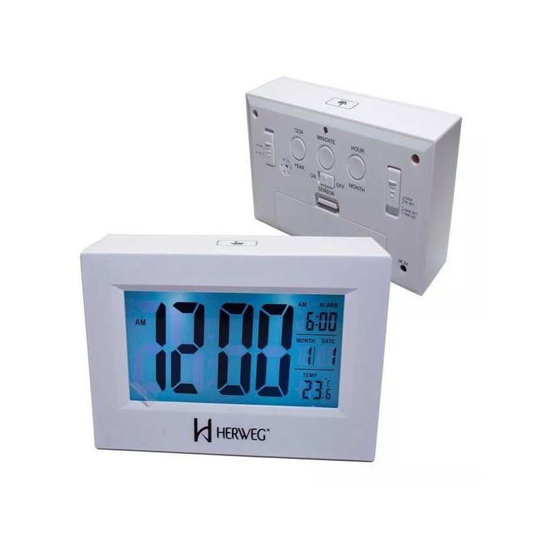 Relógio 2972 Despertador Digital Branco Luz Led Herweg