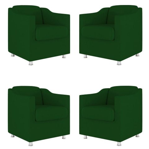 Kit 04 Cadeira Poltronas Decorativas Sala de Espera Clinica Cor:verde