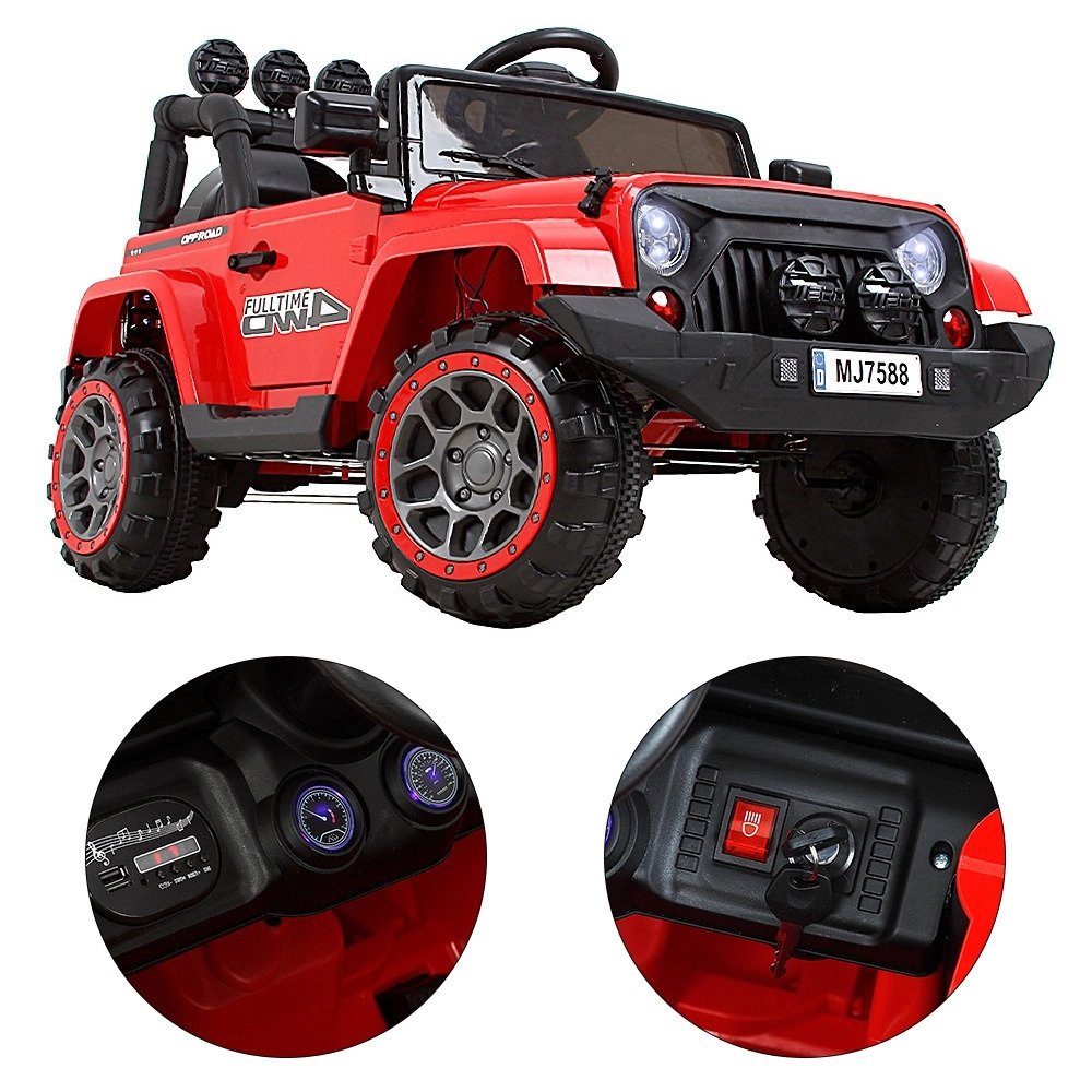Jipe Infantil Carro Elétrico Bang Toys 12v com 2 Motores e Controle Remoto Vermelho - 6