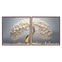 Ver imagem 3 de Quadro Decorativo Árvore de Ouro Das Flores Brancas Moldura Premium:Moldura Ype/50x50 com Vidro Acrí