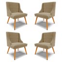 Ver imagem 1 de Kit 4 Cadeiras Decorativas Sala de Jantar Pés Palito de Madeira Firenze Suede Nude/Natural G19 - Gra