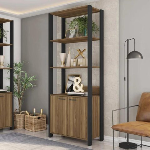Guarda Roupa Solteiro Closet 73cm 2 Portas Una Mel/preto C01 - Mpozenato