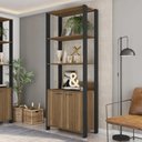 Ver imagem 1 de Guarda Roupa Solteiro Closet 73cm 2 Portas Una Mel/preto C01 - Mpozenato