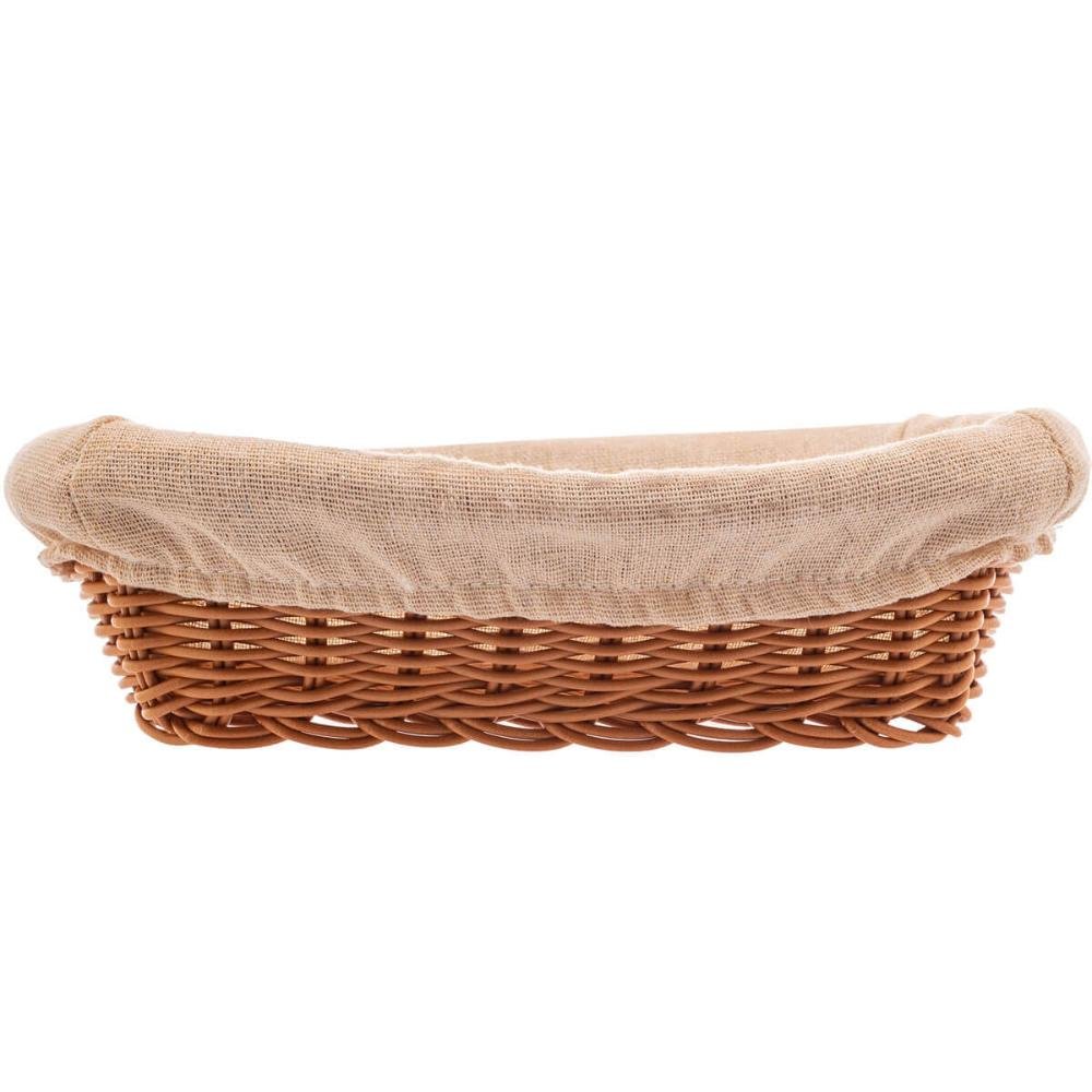 5 Cestos Porta Pão Plástico Rattan com Forro Lyor 24,5x17cm Folhados Bolo Retangular - 3