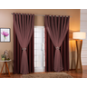 Cortina De Voil C/ Forro Blackout Tecido 3,00x2,50 Sala E Quarto Marrom - 1
